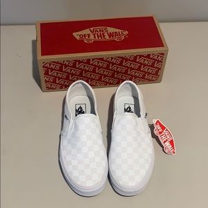 Brand New White Checkered Slip On Vans